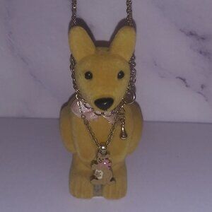 Kangaroo Mother and Baby Joey Gold Tone Pendant Charm Necklace with Box